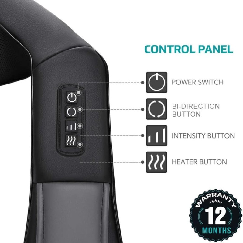 Moulik beatXP Deep Heal Shiatsu Massager with Infrared Heat Therapy | Full Body Massager with 4D Kneading Massage for Shoulder, Neck, Back, Muscle Pain Relief, with Corded Electric