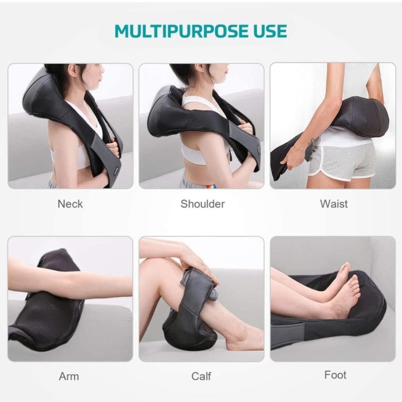 Moulik beatXP Deep Heal Shiatsu Massager with Infrared Heat Therapy | Full Body Massager with 4D Kneading Massage for Shoulder, Neck, Back, Muscle Pain Relief, with Corded Electric