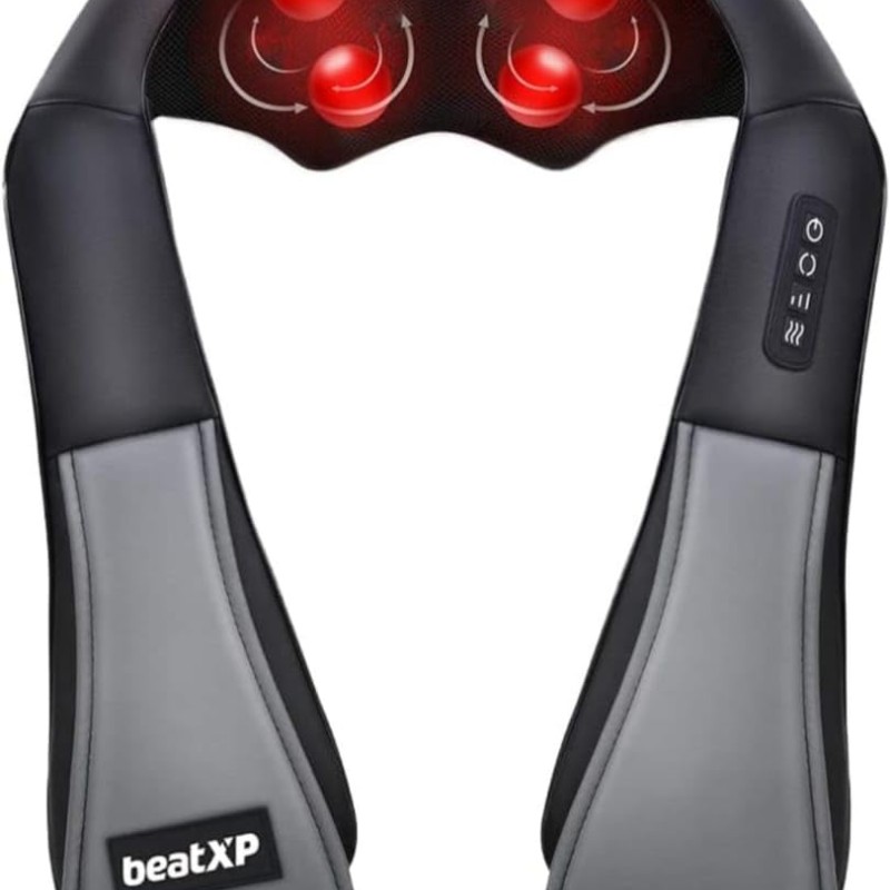 Moulik beatXP Deep Heal Shiatsu Massager with Infrared Heat Therapy | Full Body Massager with 4D Kneading Massage for Shoulder, Neck, Back, Muscle Pain Relief, with Corded Electric