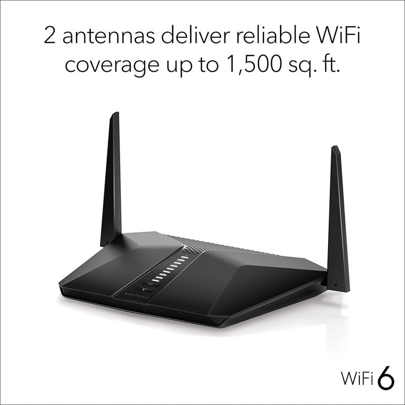 NETGEAR Nighthawk AX4 4-Stream WiFi 6 Router (RAX40) - AX3000 Wireless Speed (up to 3Gbps) | Coverage for Small-to-Medium Homes | 4 x 1G Ethernet and 1 x 3.0 USB Ports
