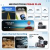 NEXDIGITRON PRIME Plus 4K Dual Channel Dash Camera with in-Built GPS Logger, Real 4K 2160P UHD Front+FHD Rear, IMX415 8MP Sensor, 3.2 Inch Screen, 5 GHz WiFi, Optional Parking Mode, Upto 256GB Support