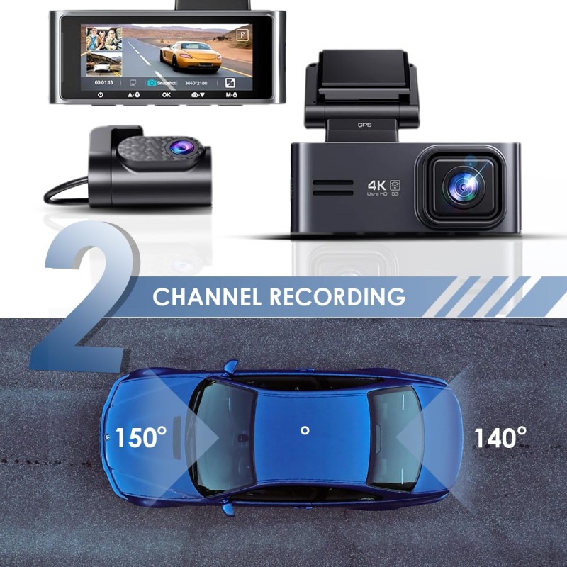 NEXDIGITRON PRIME Plus 4K Dual Channel Dash Camera with in-Built GPS Logger, Real 4K 2160P UHD Front+FHD Rear