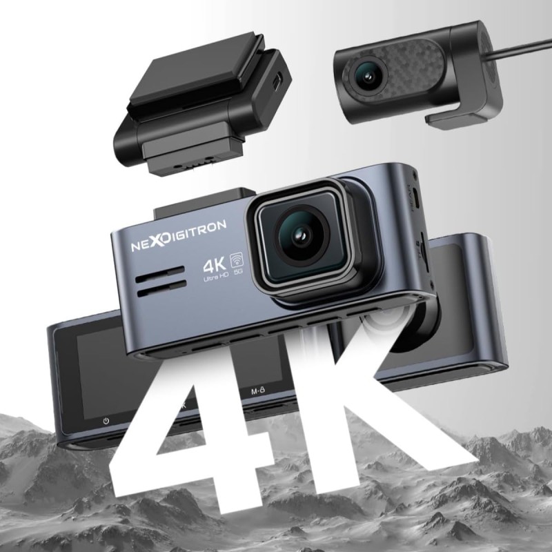 NEXDIGITRON PRIME Plus 4K Dual Channel Dash Camera with in-Built GPS Logger, Real 4K 2160P UHD Front+FHD Rear, IMX415 8MP Sensor, 3.2 Inch Screen, 5 GHz WiFi, Optional Parking Mode, Upto 256GB Support