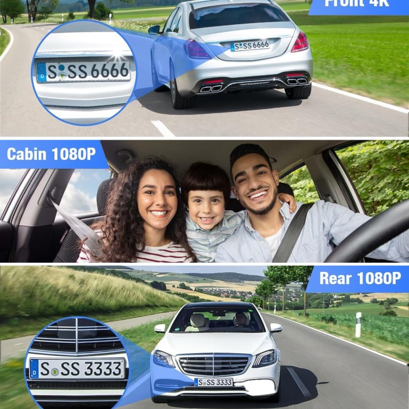 NEXDIGITRON PRIME Plus 4K Dual Channel Dash Camera with in-Built GPS Logger, Real 4K 2160P UHD Front+FHD Rear, IMX415 8MP Sensor, 3.2 Inch Screen, 5 GHz WiFi, Optional Parking Mode, Upto 256GB Support