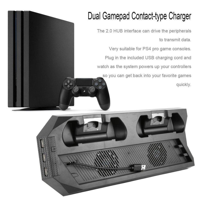 New World PS4 Pro Vertical Stand Cooling Fan Controller Charger Dock USB hub For PS4 Pro Playstation 4 Pro Console