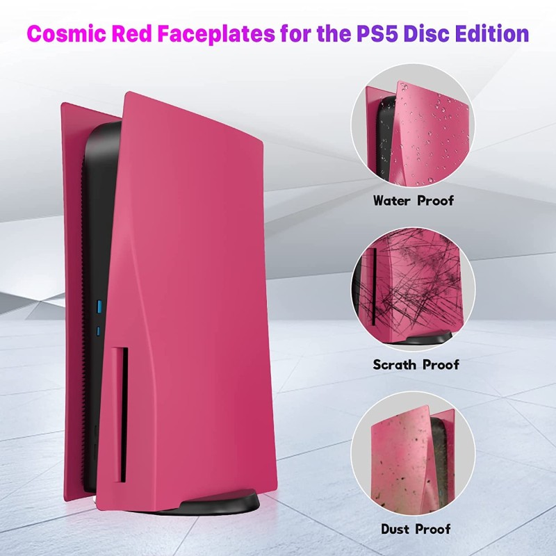 New world Faceplate for PS5,for PS5 Faceplate Replacement Cover for PS5 , Anti-Scratch Dust Proof Protective Shell Cover for Playstation 5, Disk Edition -Cosmic Red