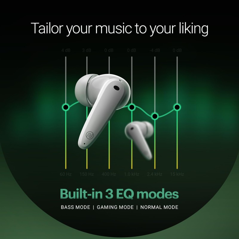 Noise Buds VS404 in Ear Truly Wireless Earbuds with 50H of Playtime,3 EQ Modes, Quad Mic with ENC, Instacharge(10 Min=200 Min),10mm Driver, BT v5.3 (Snow White)