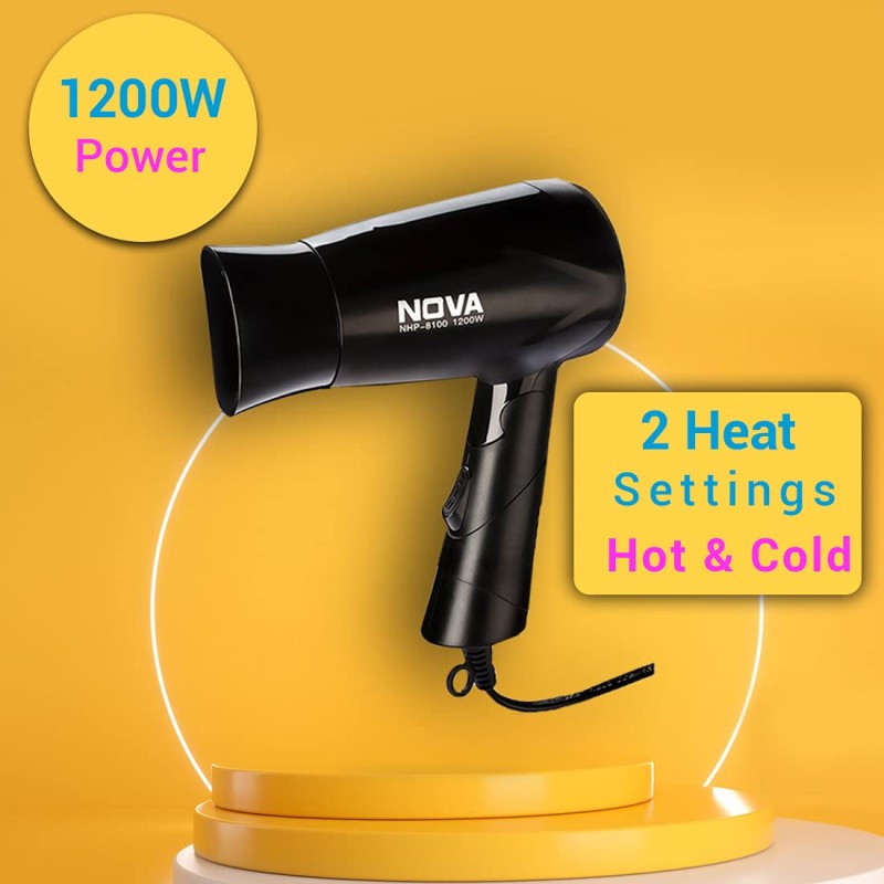 Nova NHP 8100 Silky Shine 1200 W Hot and Cold Foldable Hair Dryer (Black)