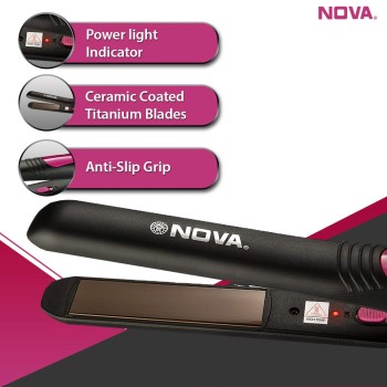 Nova NHS - 840 Selfie Hair Straightener for Women (Pink)