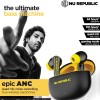 Nu Republic Epic ANC TWS Earbuds with Upto 64 hrs Playtime, 13mm Neodymium Driver, XBass® Technology, ANC + ENC Quad Mics (Black/Yellow)