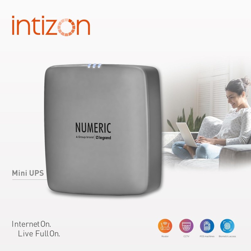 Numeric Intizon Mini UPS for Wi-Fi Routers | Up to 4 Hours PowerBackup | Wall mountable and Table Top Placement 