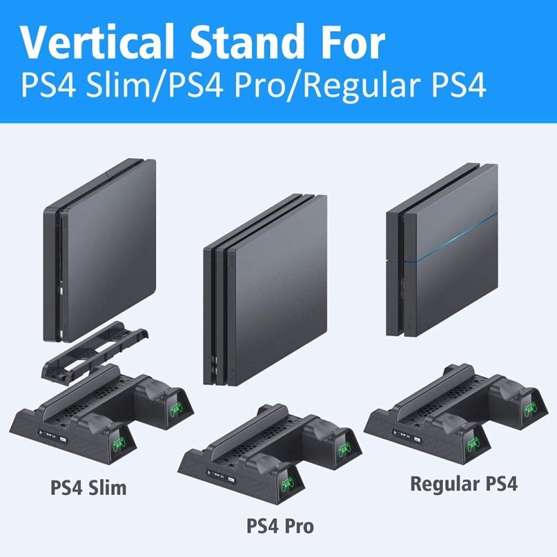 OIVO PS4 Regular/PlayStation 4 Slim/Pro Cooler, Multifunctional Vertical Cooling Stand, Controller Charger with Led Indicators