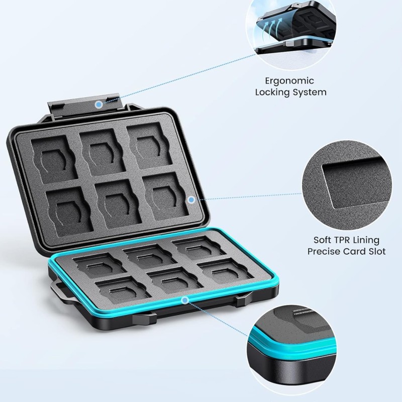 ORICO EVA SD Card Case Holder for Memory Cards,24 Slots Professional Water-Resistant Anti-Shock Holder for 12TF Card and 12 SD Card