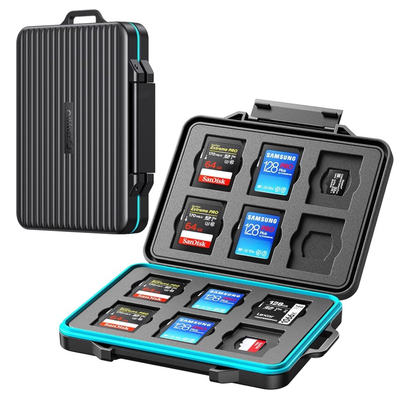 ORICO EVA SD Card Case Holder for Memory Cards,24 Slots Professional Water-Resistant Anti-Shock Holder for 12TF Card and 12 SD Card