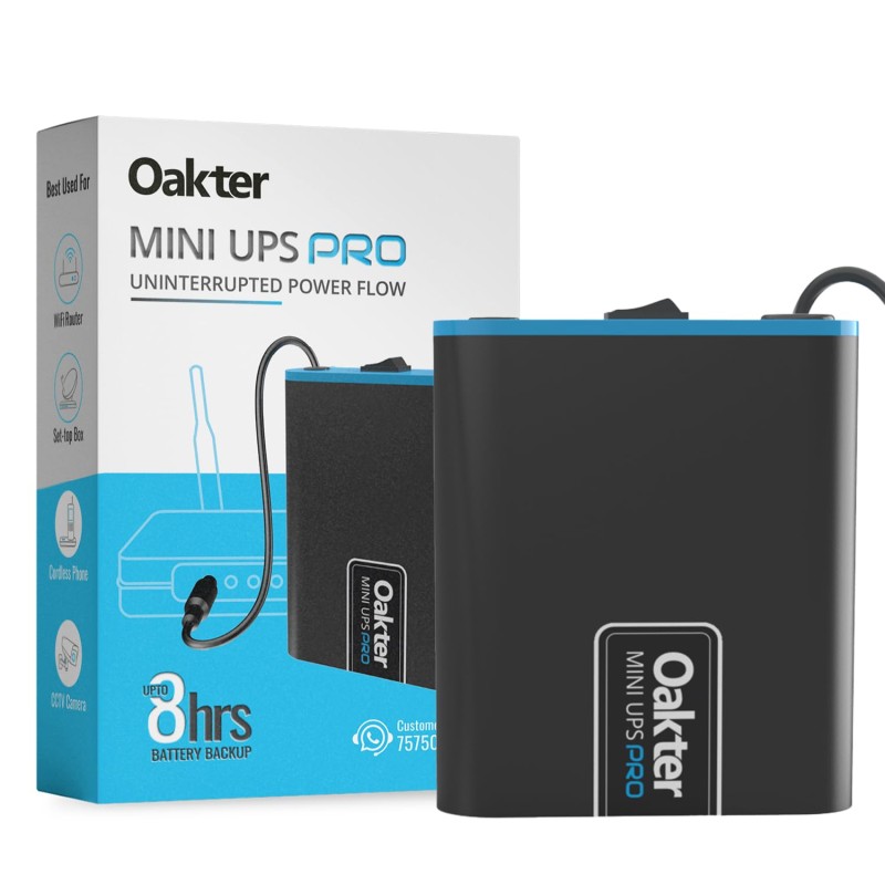 Oakter Mini UPS for 12V WiFi Router Broadband Modem | Backup Upto 4 Hours | WiFi UPS Power Backup During Power Cuts | UPS Broadband Modem | Current Surge & Deep Discharge Protection