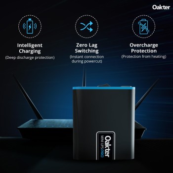 Oakter Mini UPS for 12V WiFi Router Broadband Modem | Backup Upto 4 Hours | WiFi UPS Power Backup During Power Cuts | UPS Broadband Modem | Current Surge & Deep Discharge Protection