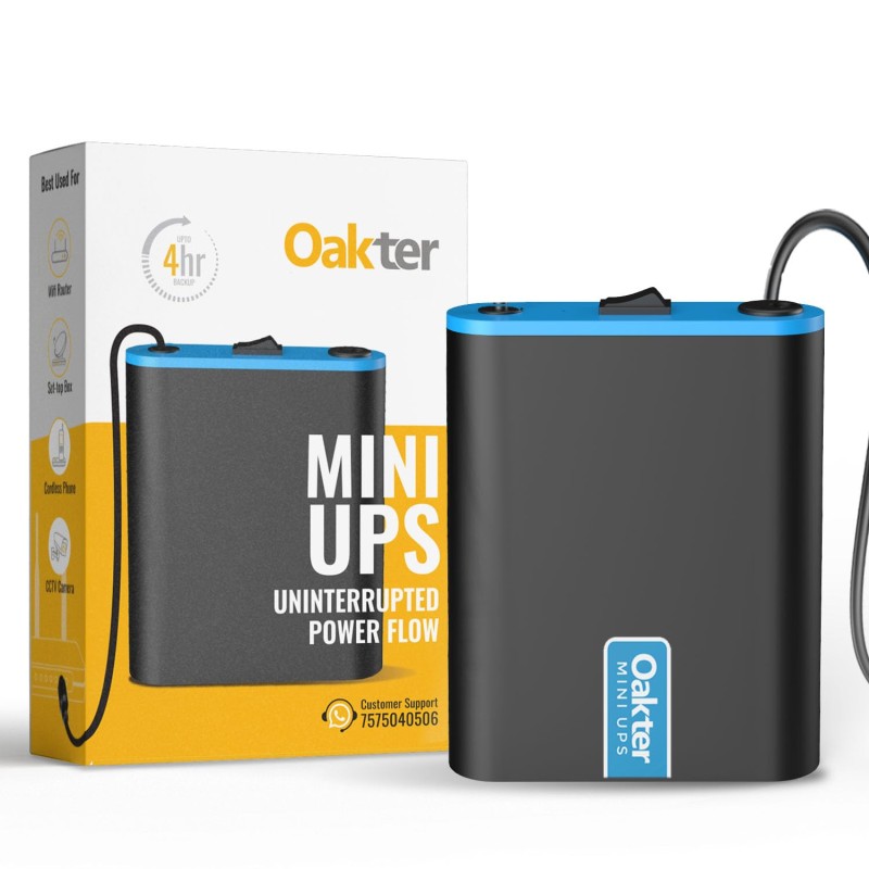 Oakter Mini UPS for 12V WiFi Router Broadband Modem | Backup Upto 4 Hours | WiFi UPS Power Backup During Power Cuts | UPS Broadband Modem | Current Surge & Deep Discharge Protection
