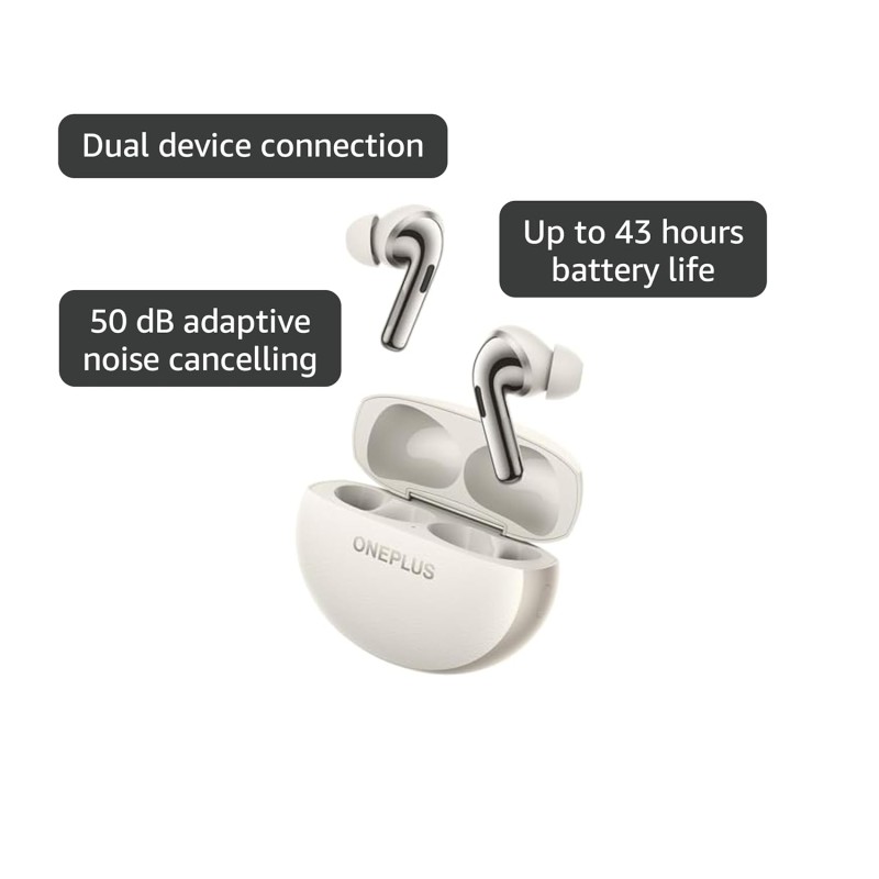 OnePlus Buds Pro 3 Bluetooth TWS in-Ear Buds – Dual Drivers, Dual DACs, Dynaudio EQs, AI-Powered Translator, Up to 50dB Adaptive Noise Cancellation, Up to 43Hrs Battery.