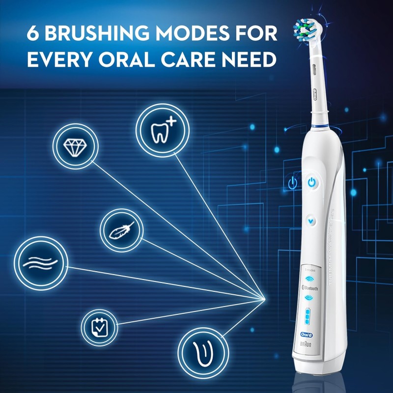 Oral B Braun White 7000 SmartSeries Power Rechargeable Electric Toothbrush with Bluetooth Connectivity