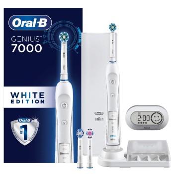 Oral B Braun White 7000 SmartSeries Power Rechargeable Electric Toothbrush with Bluetooth Connectivity