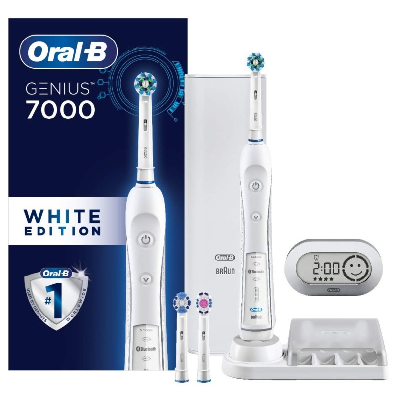 Oral B Braun White 7000 SmartSeries Power Rechargeable Electric Toothbrush with Bluetooth Connectivity