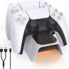 Dobe Multifunctional Controller Charging Station with LED, Multifunctional Cooling Base, Dual Charger Docking Station (White, P S 5) TP5-0521B