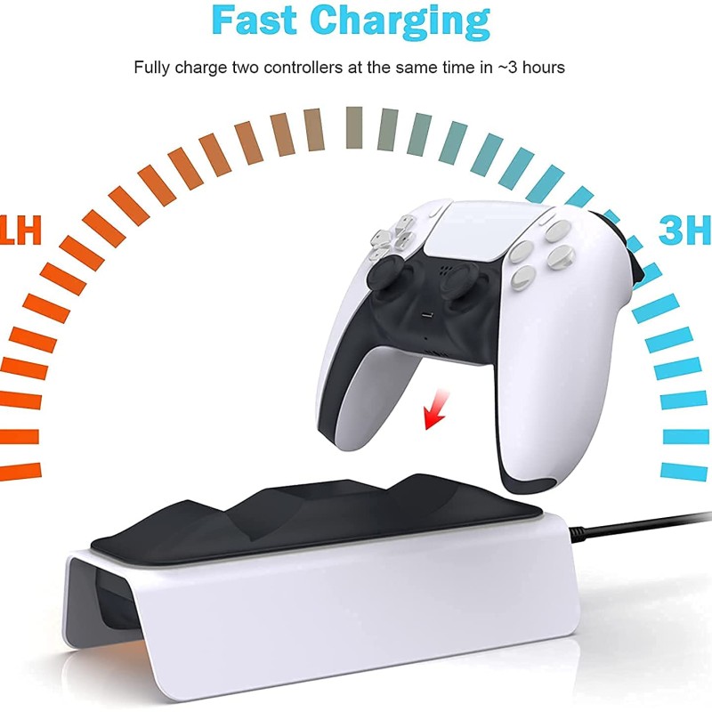 Dobe Multifunctional Controller Charging Station with LED, Multifunctional Cooling Base, Dual Charger Docking Station (White, P S 5) TP5-0521B