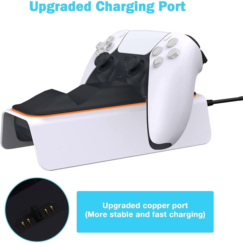 Dobe Multifunctional Controller Charging Station with LED, Multifunctional Cooling Base, Dual Charger Docking Station (White, P S 5) TP5-0521B