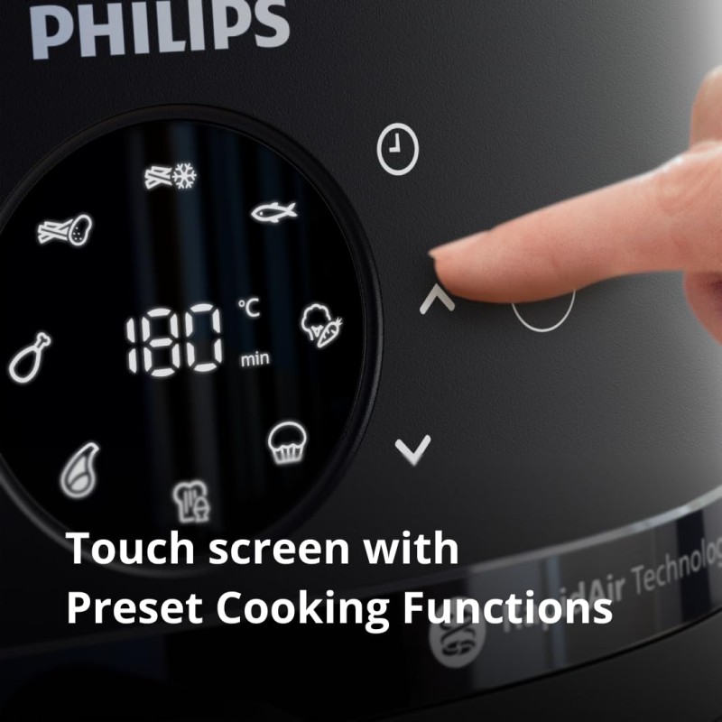 PHILIPS Air Fryer NA231/00 with touch panel, 6.2 Litre, Extra Large | with touch panel, uses up to 90% less fat