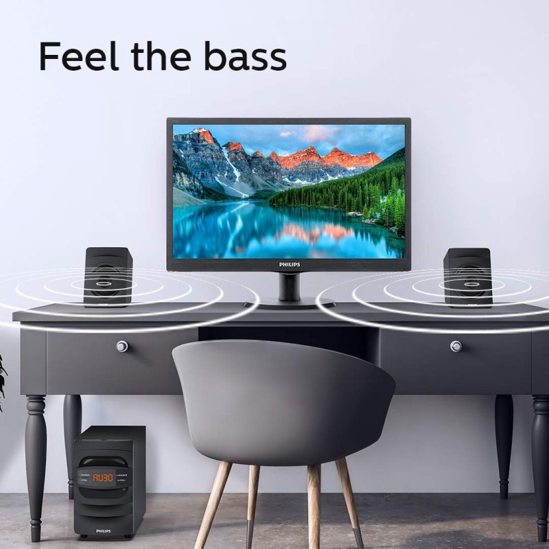 PHILIPS Audio MMS2625B 2.1 Channel, 31 W, Bluetooth Connectivity, Wired Multimedia Computer Speaker, (Black)