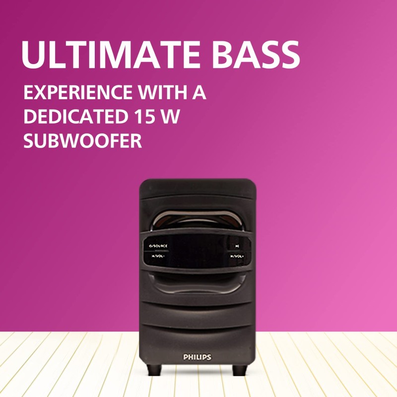 PHILIPS Audio SPA5128B 5.1 CH 40W Multimedia Speaker with Subwoofer, Bluetooth Connectivity (Elegant Matte Finish)