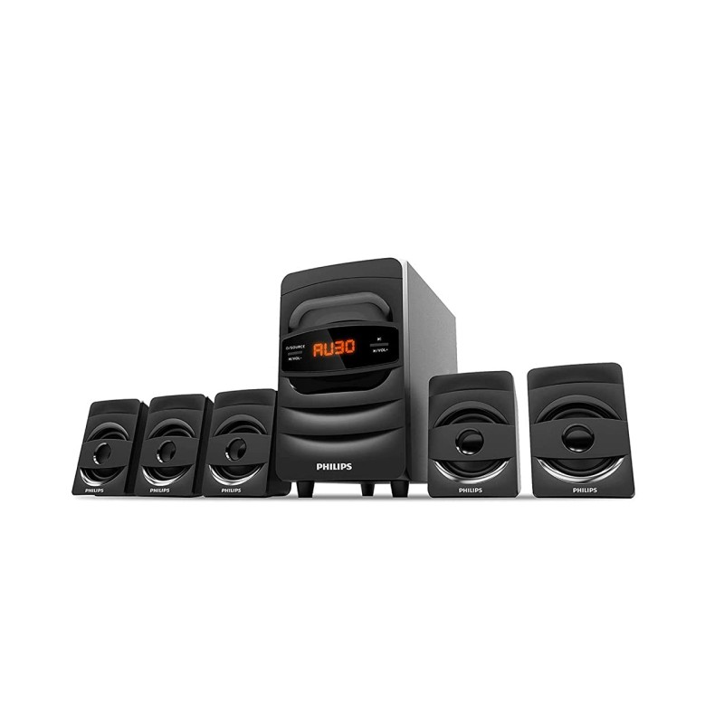 PHILIPS Audio SPA5128B 5.1 CH 40W Multimedia Speaker with Subwoofer, Bluetooth Connectivity (Elegant Matte Finish)