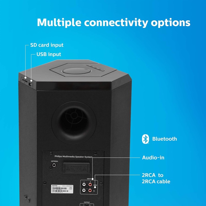 PHILIPS Convertible Soundbar MMS8085B, 2.1 Channel with Multipoint-Connectivity Option (Black)