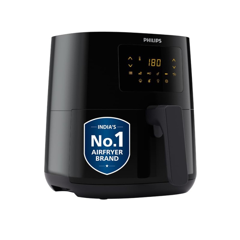 PHILIPS Digital Airfryer with Touch Panel, 4.1L, with RapidAir Technology,with additional (HD9252/90) (Black)