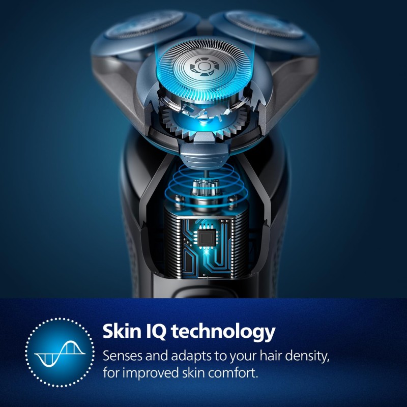 PHILIPS Electric Shaver For Men | Wet & Dry | Powerful Close Shave | Gentle on Skin | SkinIQ Technology | Steel Precision Blades | 360 D Flexing Heads | Integrated Pop Up Trimmer | LED Display | 5 Mins Quick Charge | Showerproof | S5885/28,Black