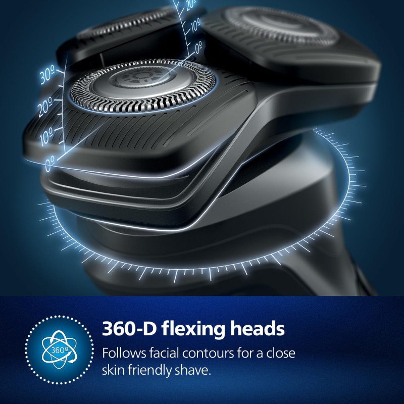 PHILIPS Electric Shaver For Men | Wet & Dry | Powerful Close Shave | Gentle on Skin | SkinIQ Technology | Steel Precision Blades | 360 D Flexing Heads | Integrated Pop Up Trimmer | LED Display | 5 Mins Quick Charge | Showerproof | S5885/28,Black