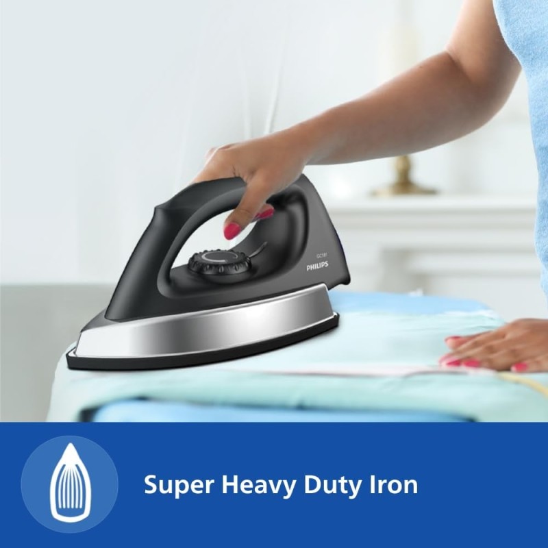 PHILIPS Stainless Steel Heavyweight Dry Iron GC181/80, 1000W