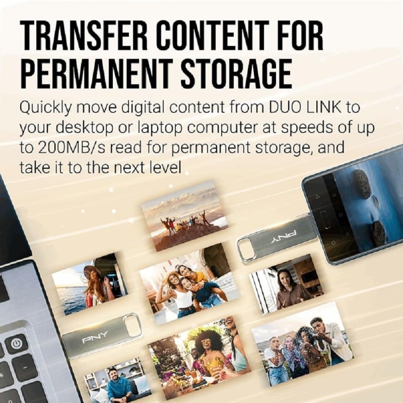 PNY USB 3.2 Flash Drive|Pen Drive 64GB - Duo Link Type C