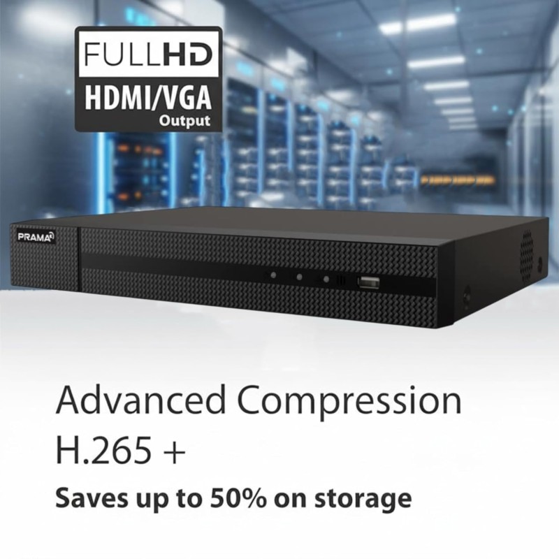 PRAMA PT-NR2A08-Q2 8 Channel 8MP Network Video Recorder with H.265+ Compression, 2 SATA Interface Supporting HDD