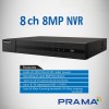 PRAMA PT-NR2A08-Q2 8 Channel 8MP Network Video Recorder with H.265+ Compression, 2 SATA Interface Supporting HDD