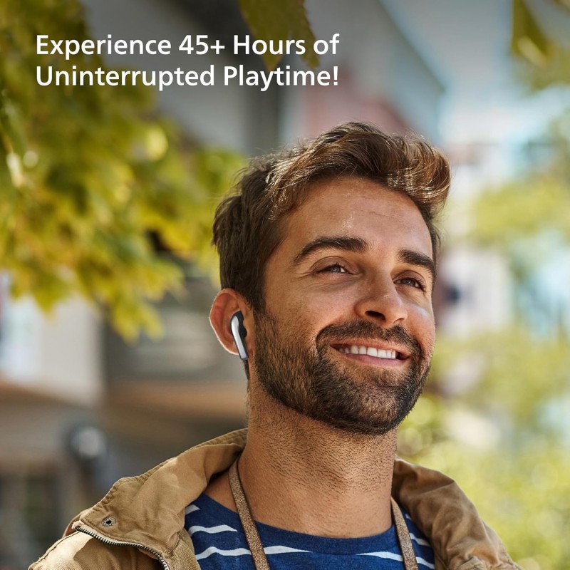 Philips Audio TAT1179BK/94 True Wireless in Ear Earbuds with Pocket Sized Charging Case, Play Time Upto 45Hrs, 10mm Dynamic Drivers, Inbuilt Mic, IPX4 Splash & Sweat Resistant (Black)