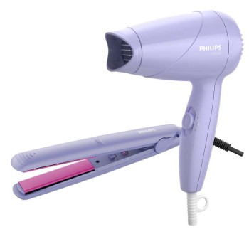 Philips HP8643/56 1000 Watts Hair Dryer and Straightener Combo, Miss Fresher's Styling Kit, Purple