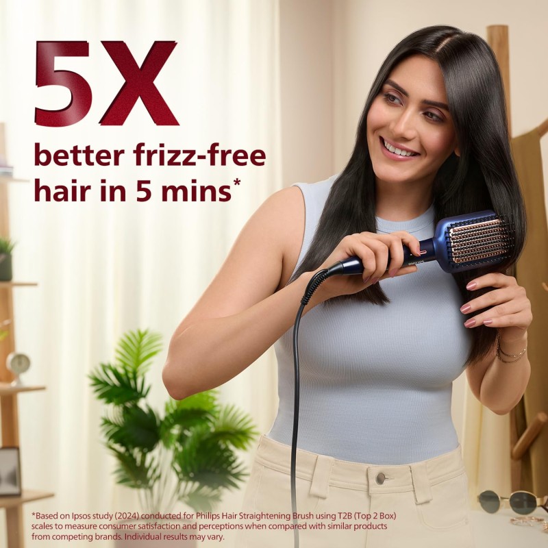 Philips India's No.1 Hair Styling Brand Hair Straightener Brush,Naturally Straight Hair,BHH885