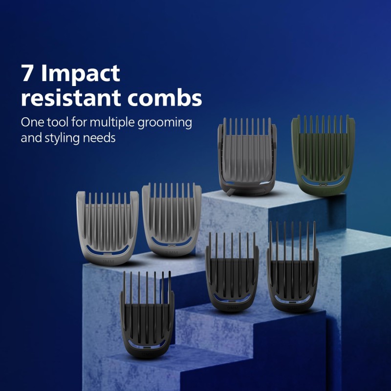 Philips India's No.1 Men's Trimmer | Self Sharpening Blades | Single Stroke Grooming I 9 In1 Face, Nose And Body I 3 Year Warranty | Powerful Motor | No Oil Needed I 60 Min Runtime I MG3710/65,Black