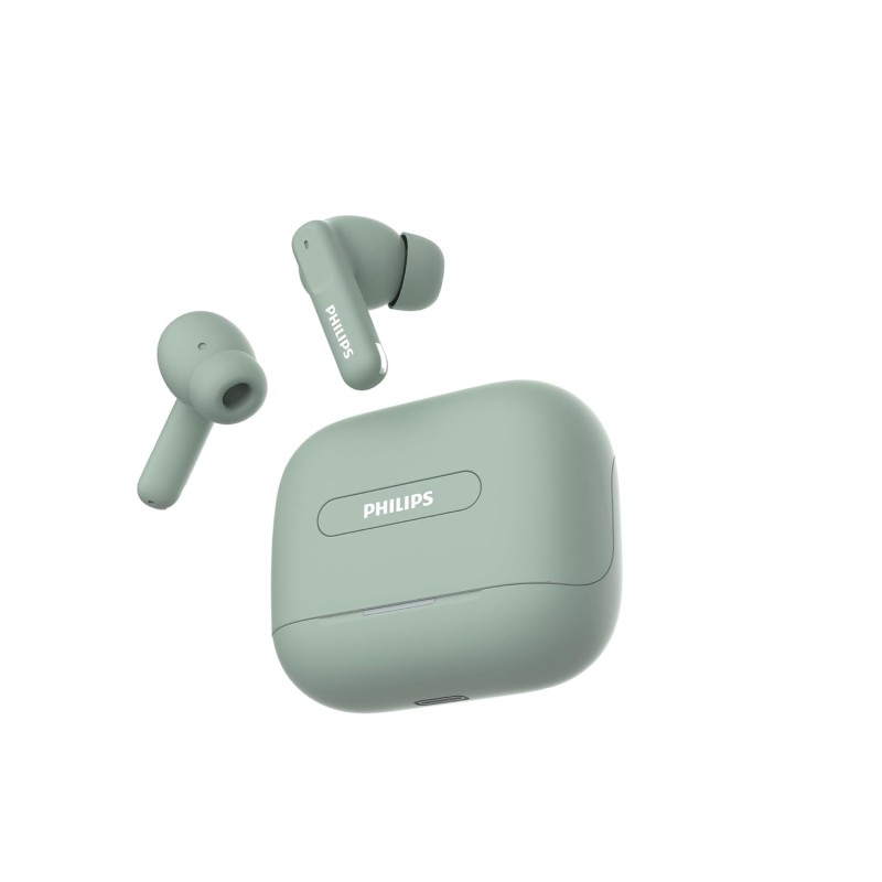 Philips TAT1050GN/94 Truly Wireless Earbuds with ANC, Quad Mic ENC, Up to 50 Hr Playtime, 13mm Neodymium Drivers, Multipoint, IPX5 Water Resistance, Fast Charging, Ultra Low Latency (Frosty Green)