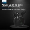 Philips TAT1150BK/94 Premium Wireless Earbuds with ANC, Quad Mic ENC, Up to 55 Hr Playtime (Deep Black)