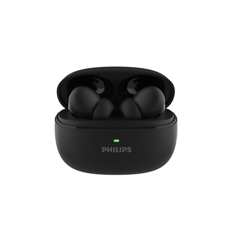 Philips TAT1150BK/94 Premium Wireless Earbuds with ANC, Quad Mic ENC, Up to 55 Hr Playtime (Deep Black)