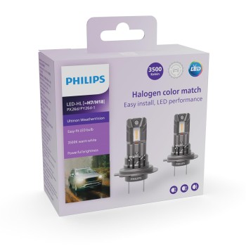 Philips Ultinon Access LED car headlight bulb (H7/H18), ultra-compact direct-fit, 80%, 6000K, set of 2