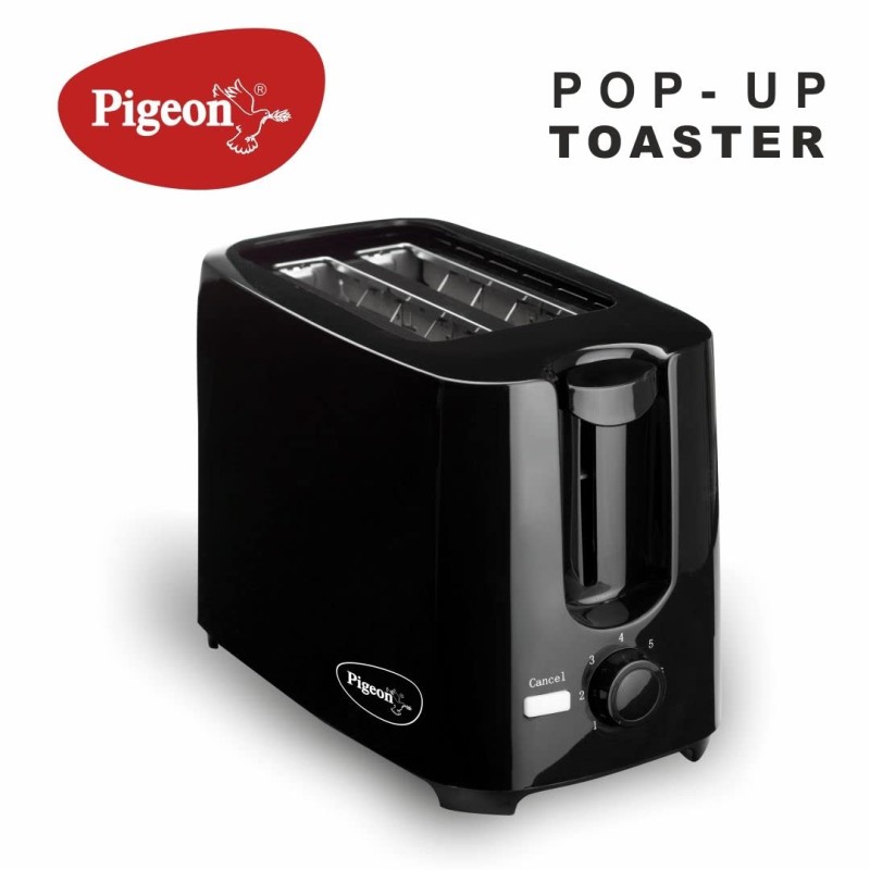 Pigeon 2 Slice Auto Pop up Toaster. A Smart Bread Toaster for Your Home (750 Watts) (Black)