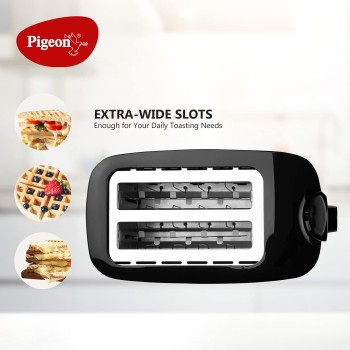 Pigeon 2 Slice Auto Pop up Toaster. A Smart Bread Toaster for Your Home (750 Watts) (Black)